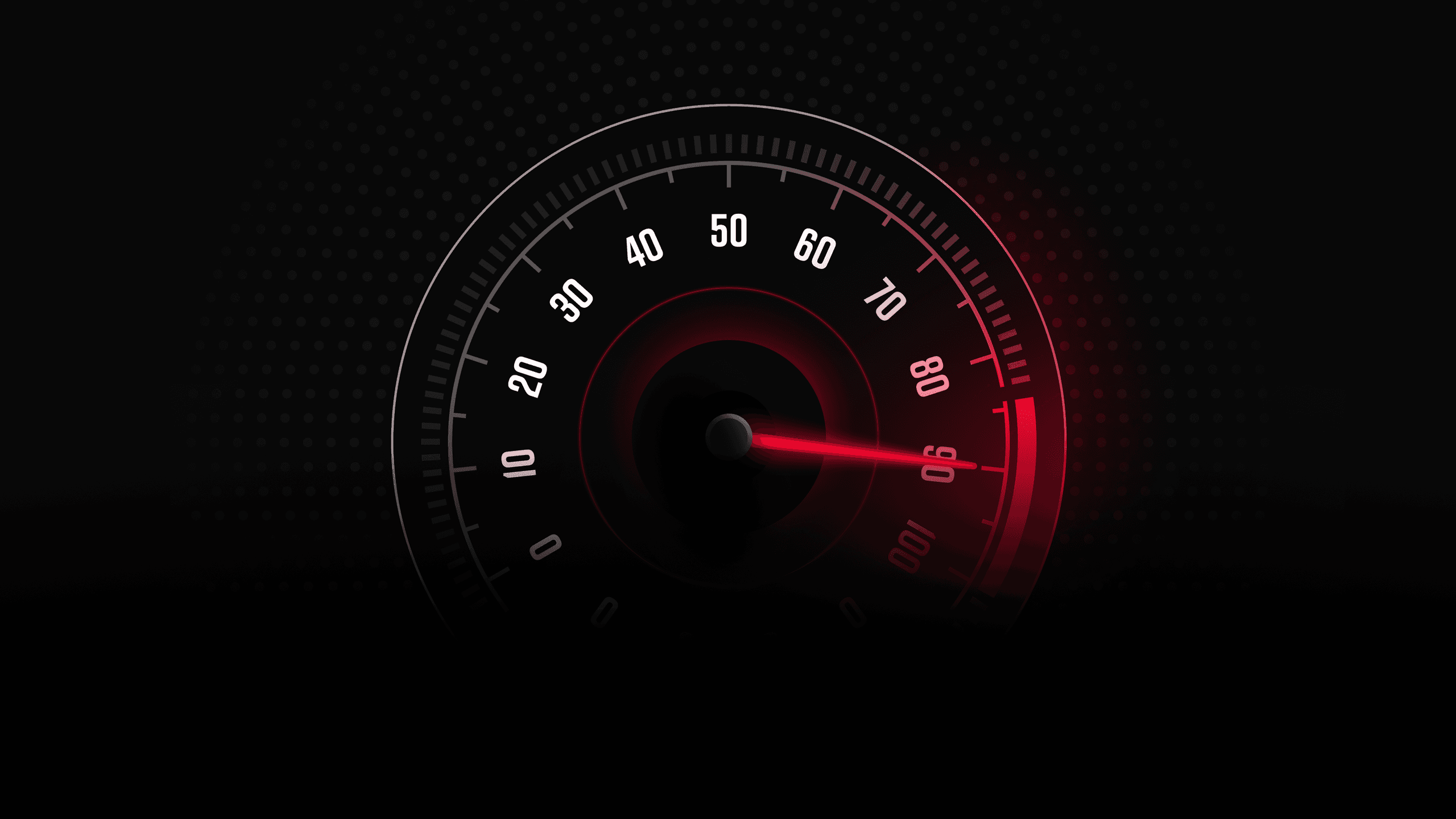 A speedometer displaying a needle pointed just over 60, with a black background and red accents.
