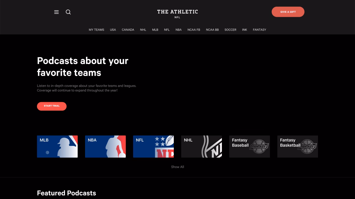 hero section of the athletic company website